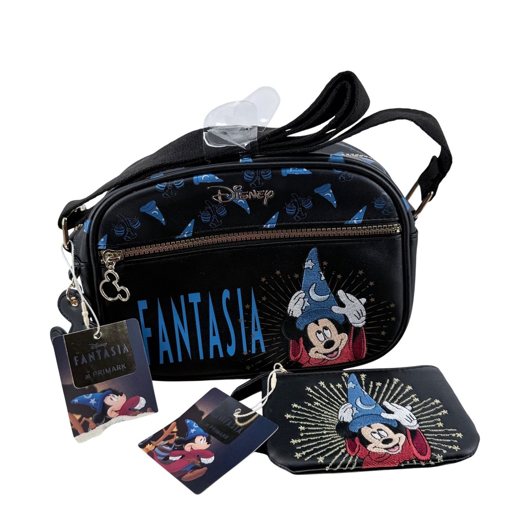 Disney Fantasia Primark Sorcerer Mickey Crossbody Bag and Coin Pouch Set Black